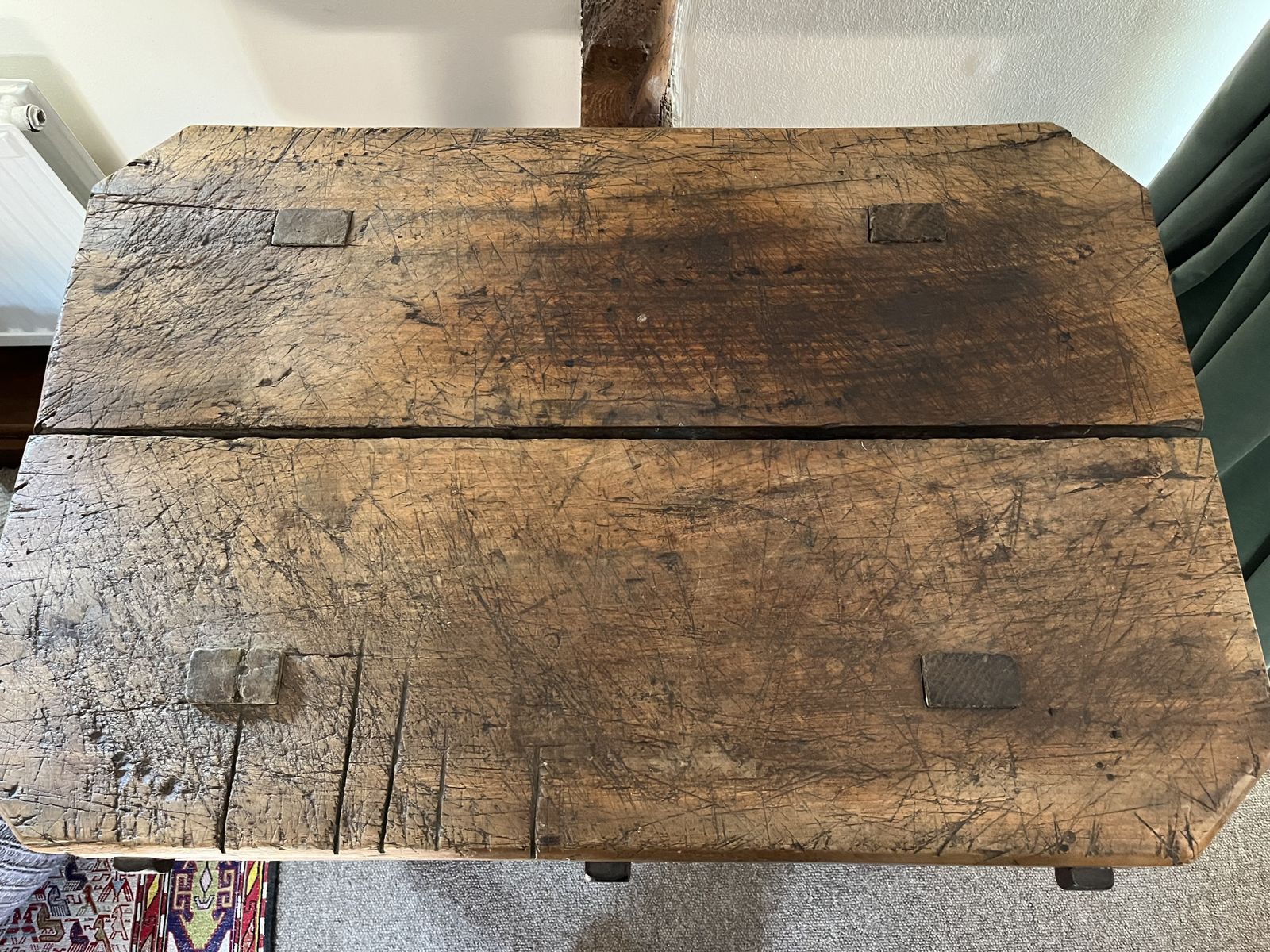 Rare French Antique Pine Butchers Block photo Furniture