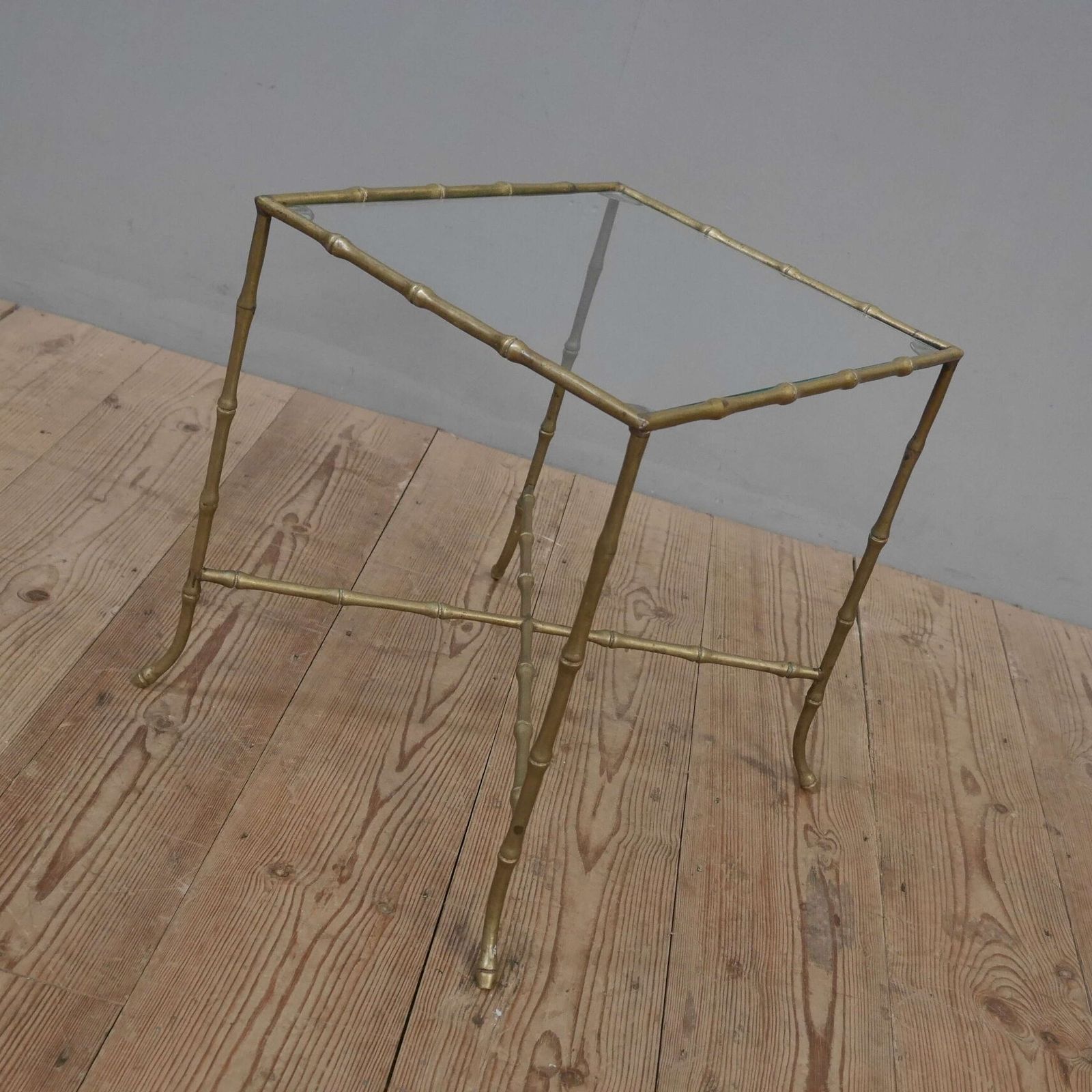 Maison Bagues Faux Bamboo Brass Side Table photo vintage