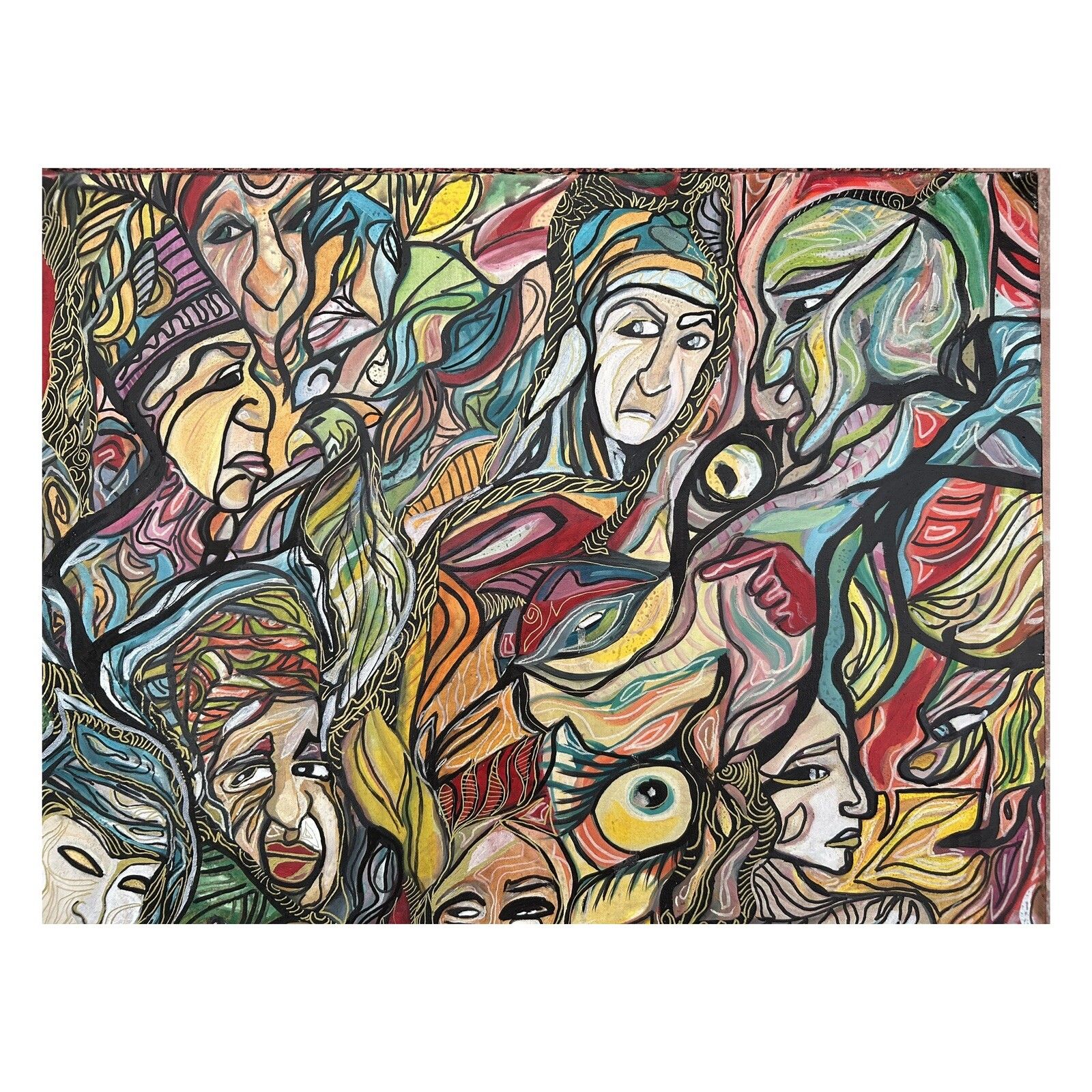 photo for sale Original Acrylic Painting On Canvas, After Hieronymus Bosch By Marilena Fineanno