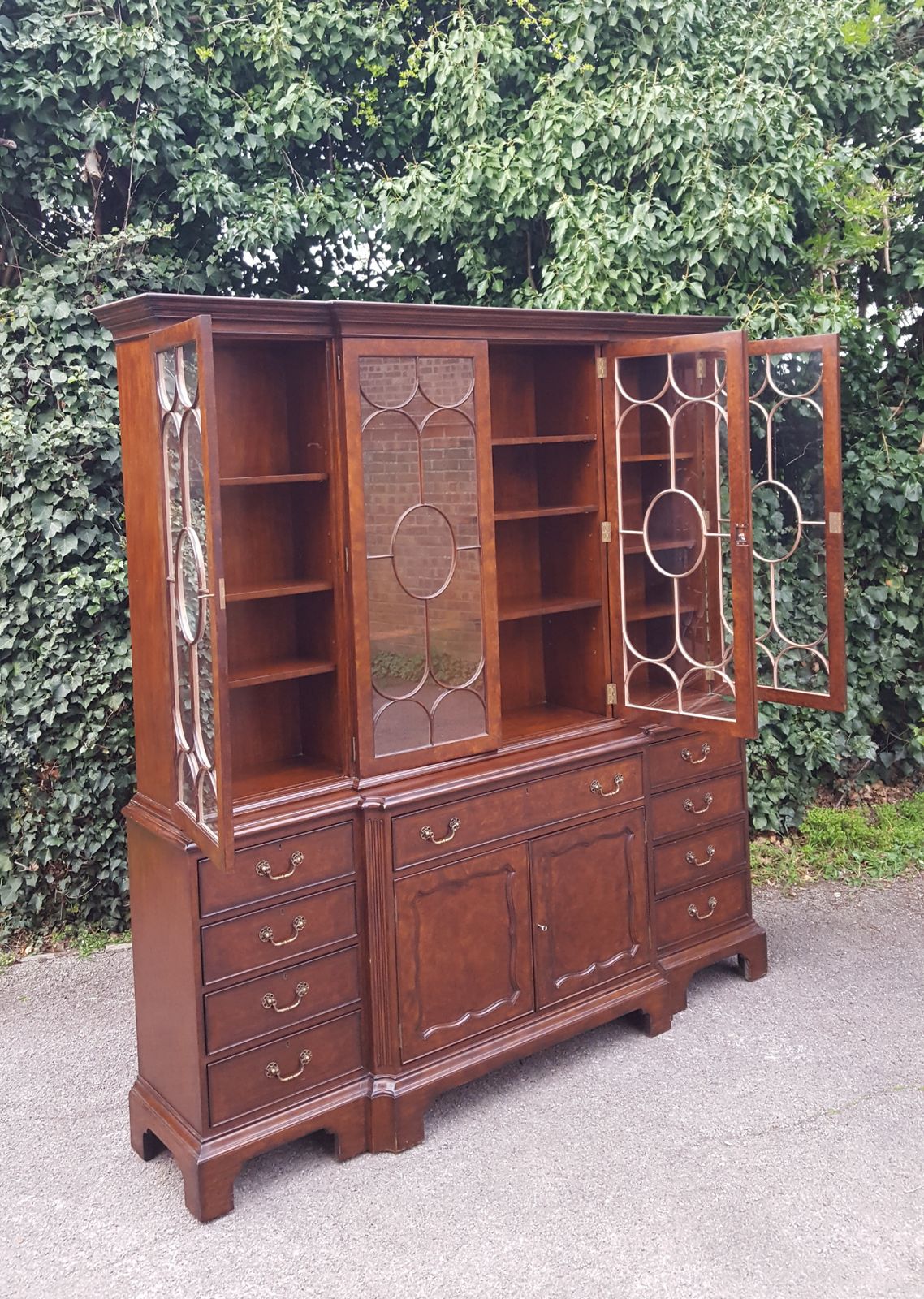 photo for sale Brights Of Nettlebed Burr Walnut Secretaire Breakfront Library Bookcase