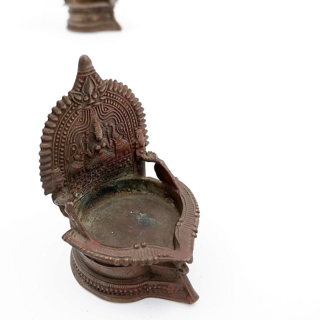 Lakshmi Antique Bronze Oil Lamps, Hindu Art, India, 20th Century photo Home Decor