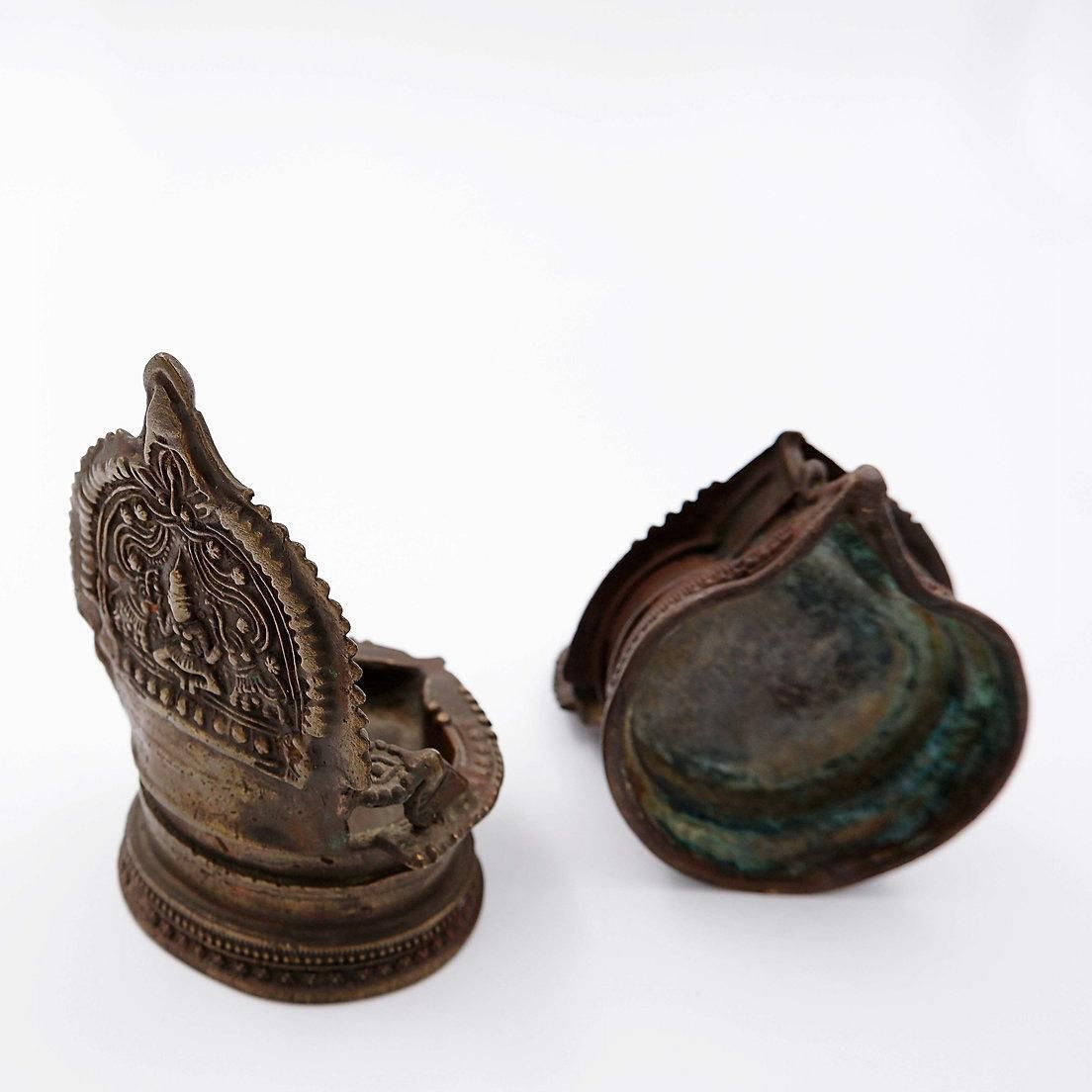 Lakshmi Antique Bronze Oil Lamps, Hindu Art, India, 20th Century photo buy