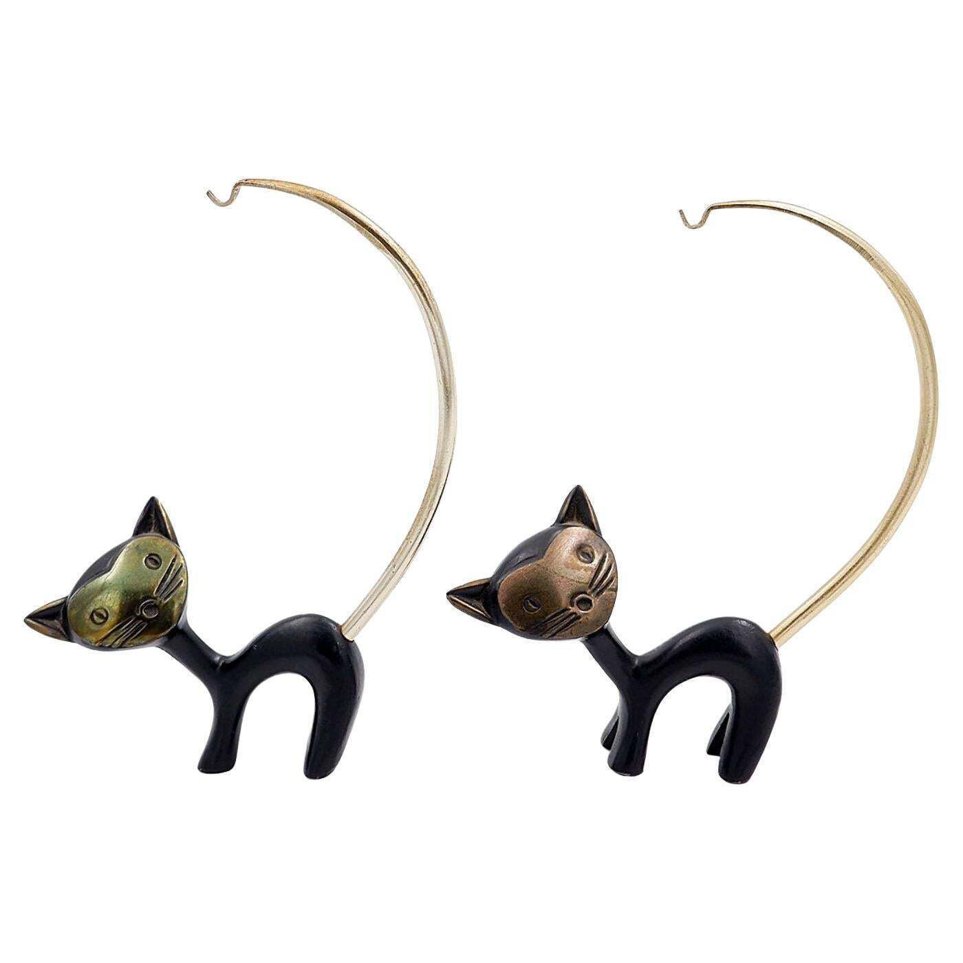 Pair Of Walter Bosse (Attr.) Cats Figurines For Hertha Baller Austria   1950s