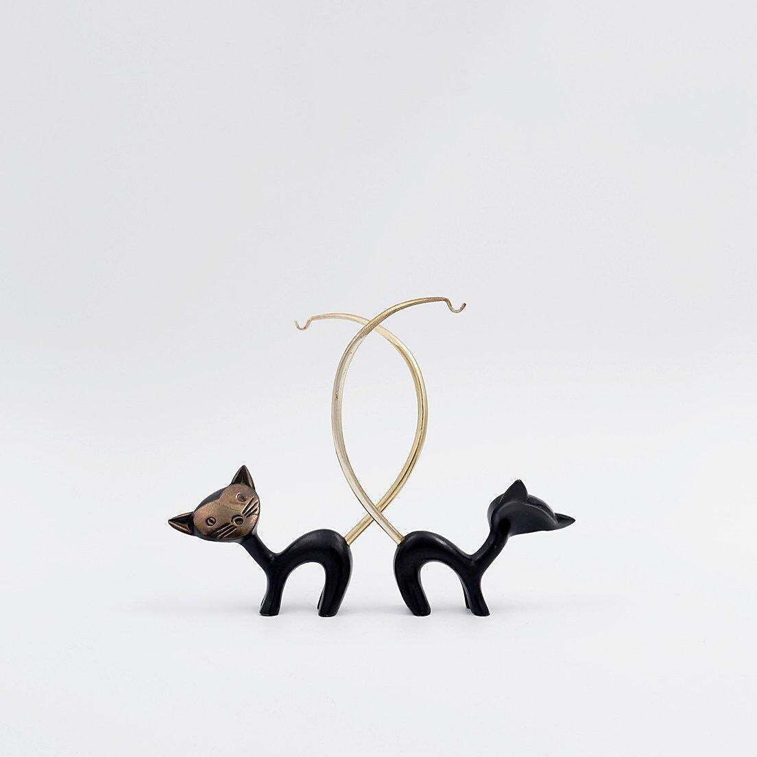 Pair Of Walter Bosse (Attr.) Cats Figurines For Hertha Baller Austria   1950s photo for sale