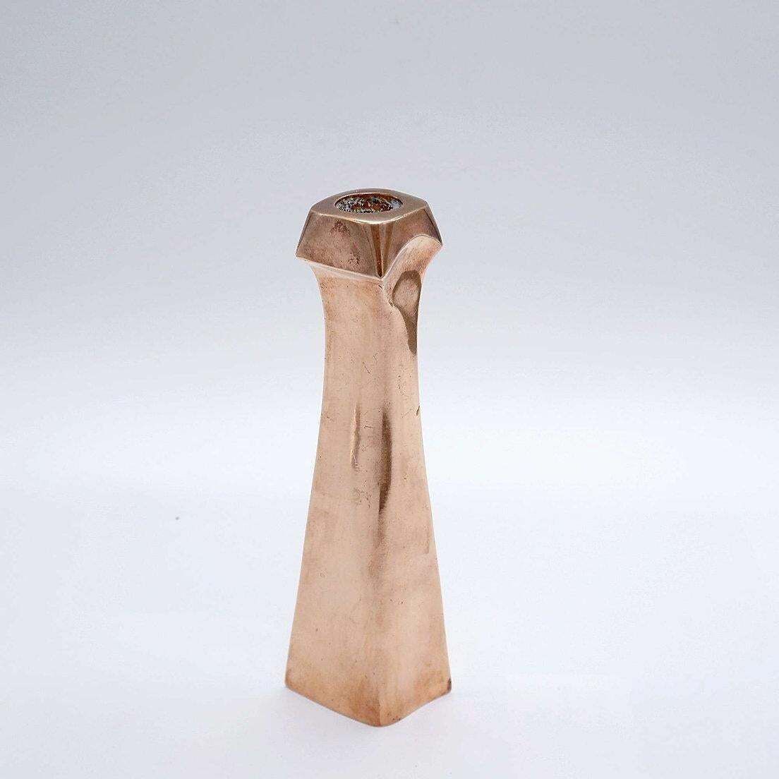 Sculptural Copper Candle Holder, Mid Century Modern, 1980s, 20cm Tall photo Home Decor