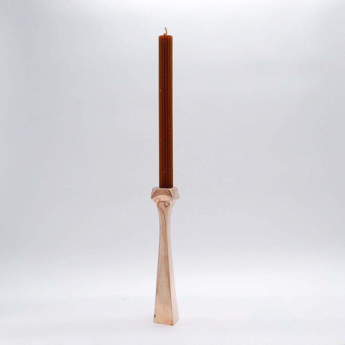 Sculptural Copper Candle Holder, Mid Century Modern, 1980s, 20cm Tall photo 221.0