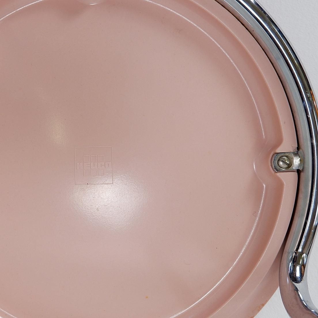 399.0 Bathroom Stool By Keuco Tubular Chrome & Powder Pink Plastic, 1980s photo