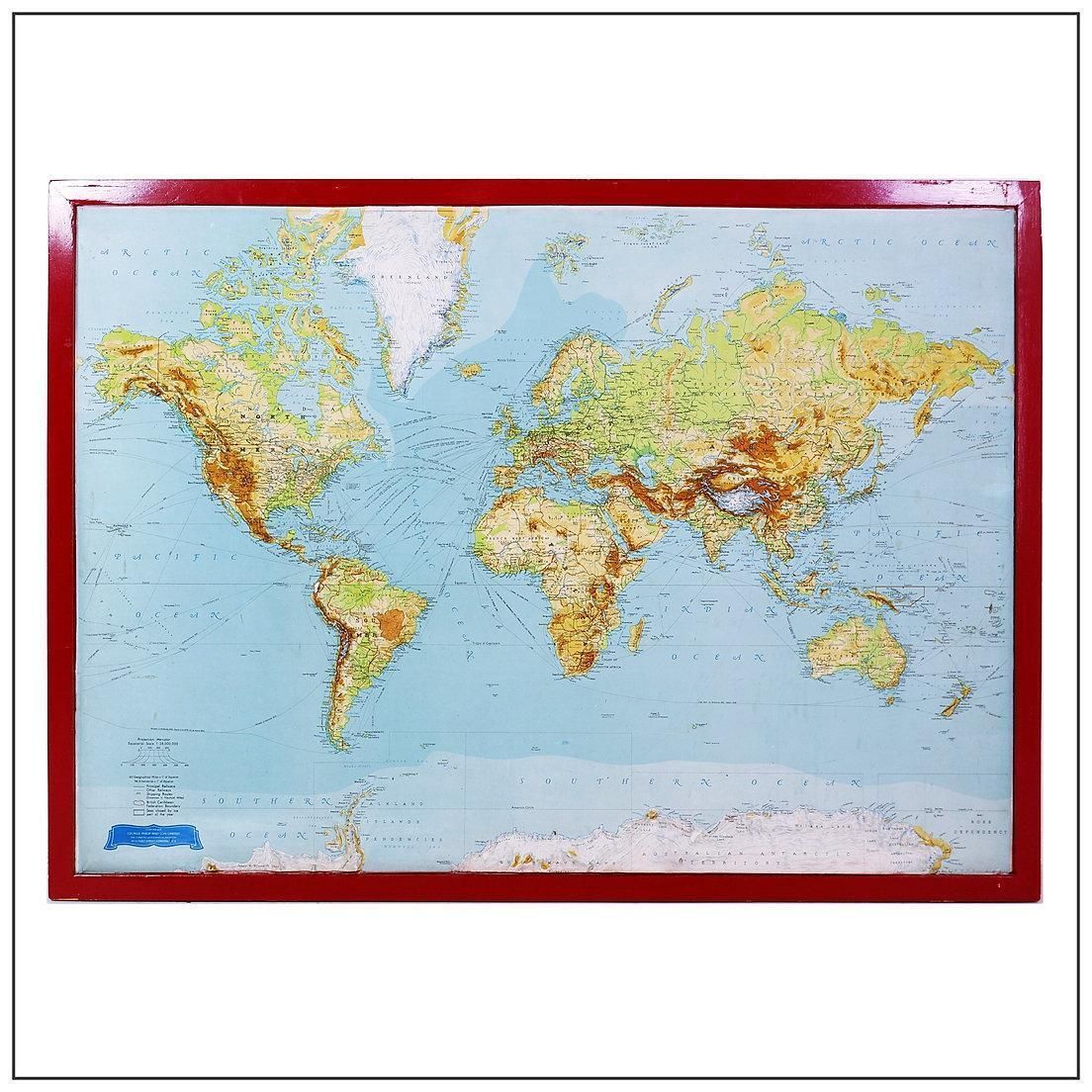 photo furniture George Philip's Large Relief Map Of The World 150x110cm