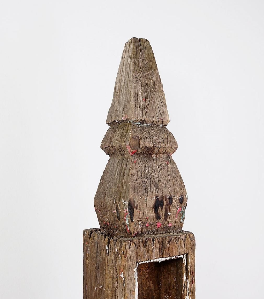 19th Century Thai Teak Wooden Stupa, Hand Carved Sculpture, Asia photo furniture