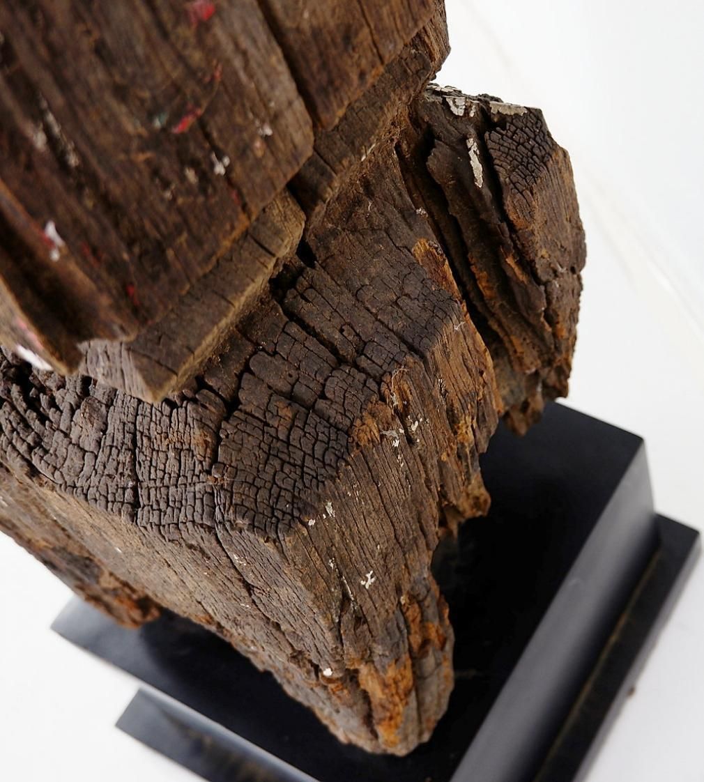 photo vinterior 19th Century Thai Teak Wooden Stupa, Hand Carved Sculpture, Asia