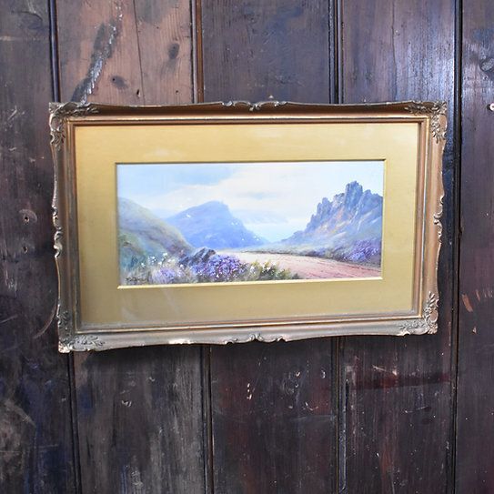 Antique 1920 Herbert Hicks Valley Of Rocks Lynton Devon Watercolour Painting Art