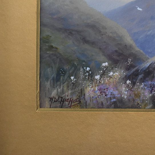 Antique 1920 Herbert Hicks Valley Of Rocks Lynton Devon Watercolour Painting Art photo vinterior