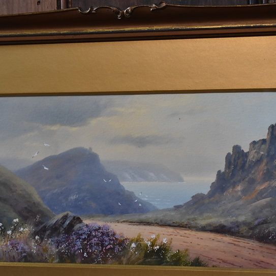 Antique 1920 Herbert Hicks Valley Of Rocks Lynton Devon Watercolour Painting Art photo buy