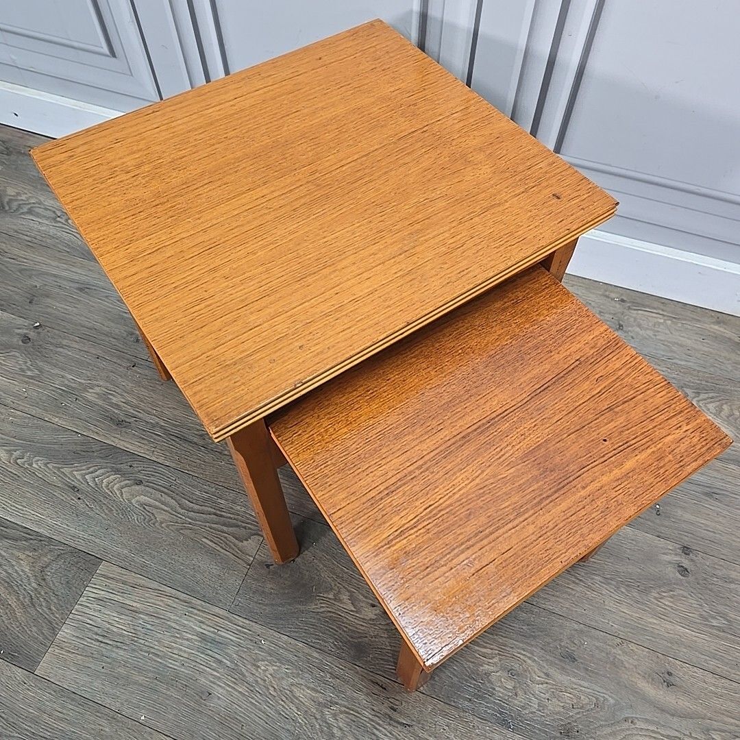 Retro Vintage Mid Century Style Nest Of 2 Tables Side Coffee Nesting Table photo for sale