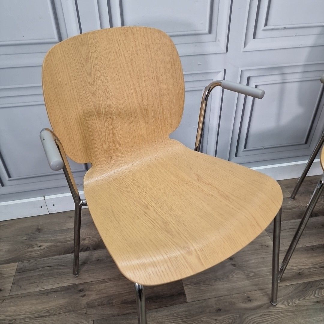 Retro Pair X2 Ikea Dietmar Chrome Mid Century Style Arm Office Desk Chairs Seat photo for sale