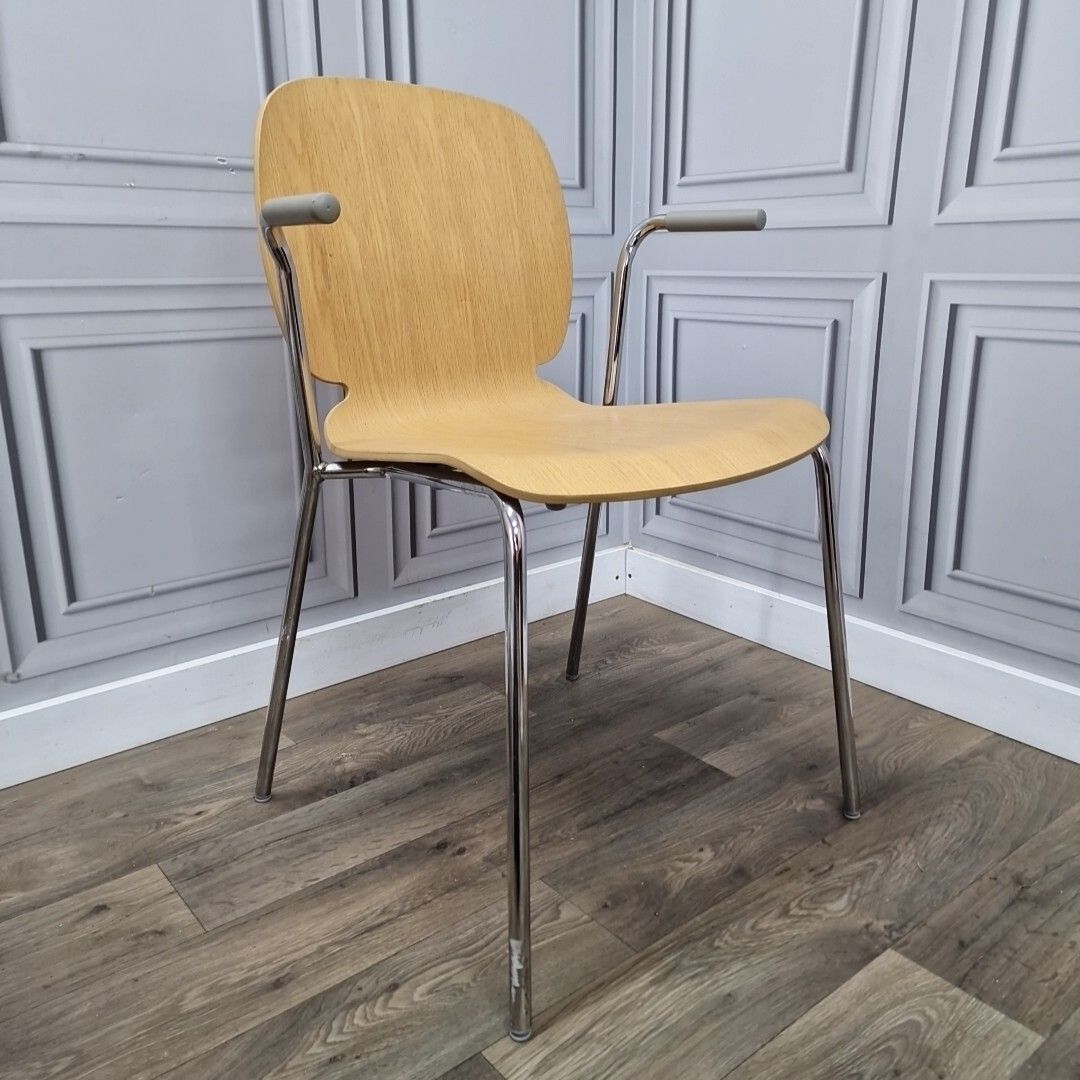 photo vinterior Retro Pair X2 Ikea Dietmar Chrome Mid Century Style Arm Office Desk Chairs Seat