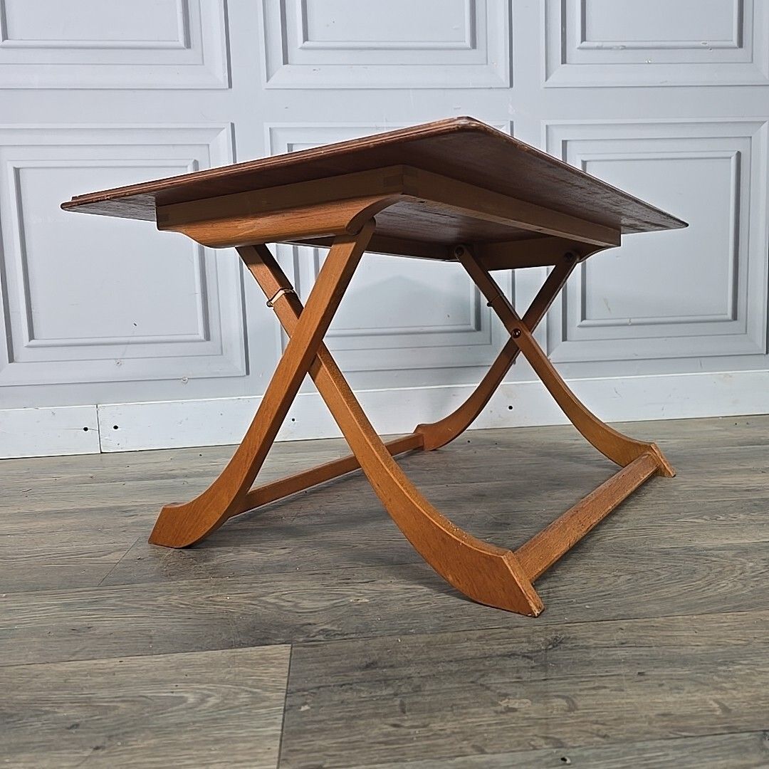 Retro Vintage Myer Table Mid Century Modern Folding Wooden Coffee Side Danish photo furniture