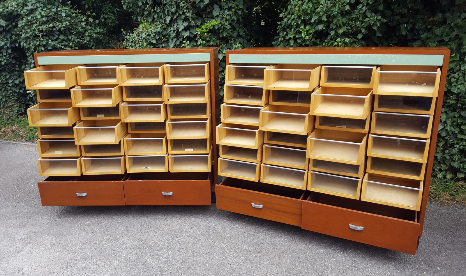 photo vinterior Matching Pair Of Mahogany Haberdashery Cabinets Harris & Sheldon Ltd Birmingham