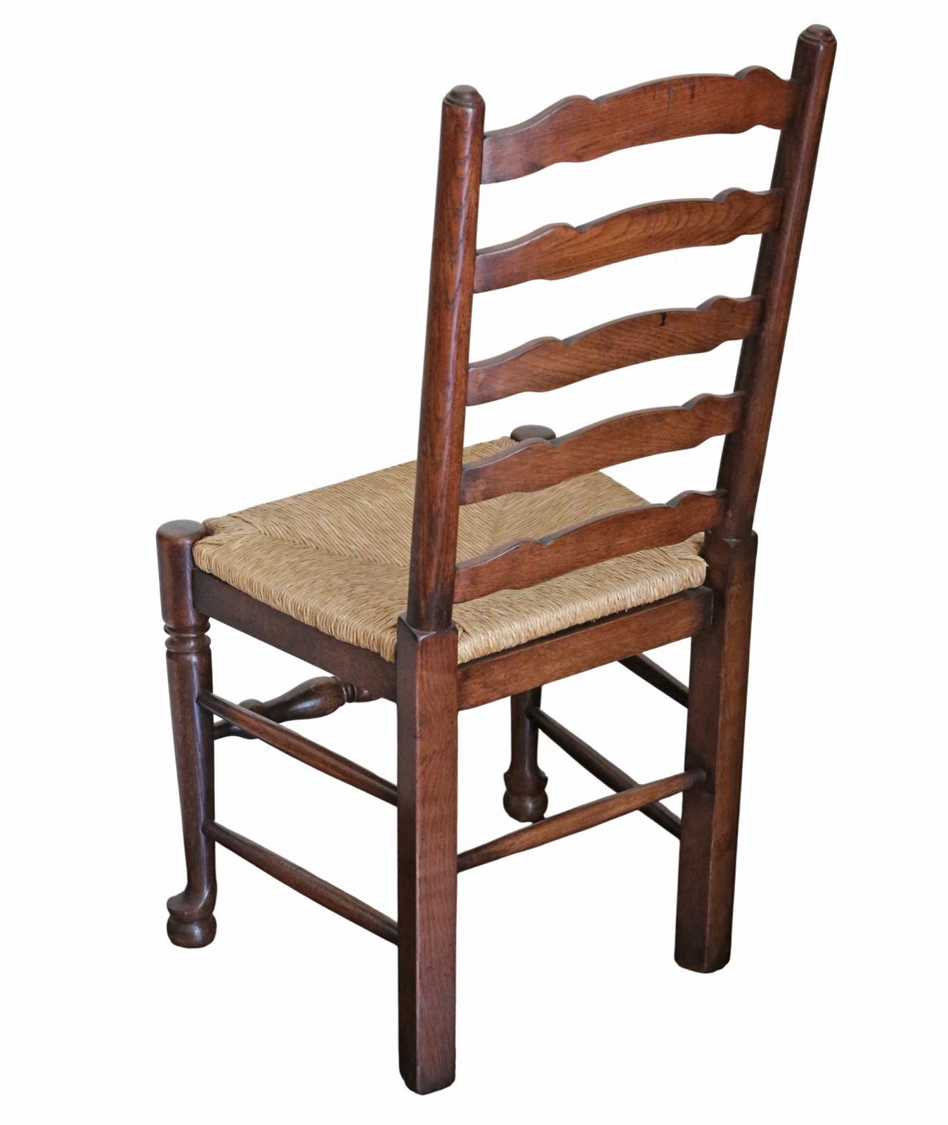 Vintage Retro Set Of 8 (6 + 2) Ladder Back Dining Chairs With Wicker Seats photo Furniture
