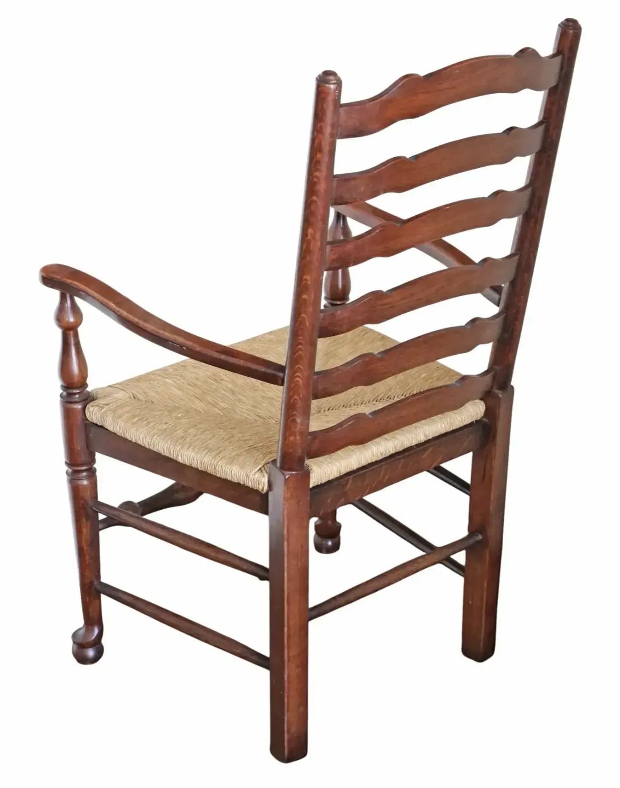 Vintage Retro Set Of 8 (6 + 2) Ladder Back Dining Chairs With Wicker Seats photo vintage
