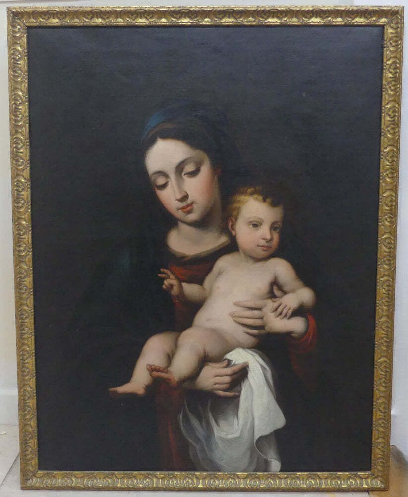 17th/18th Century Large Oil Painting On Canvas Madonna With Child Old Master photo furniture