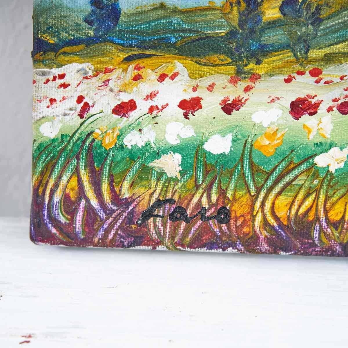 Oil On Vintage Canvas, Field Of Flowers photo furniture