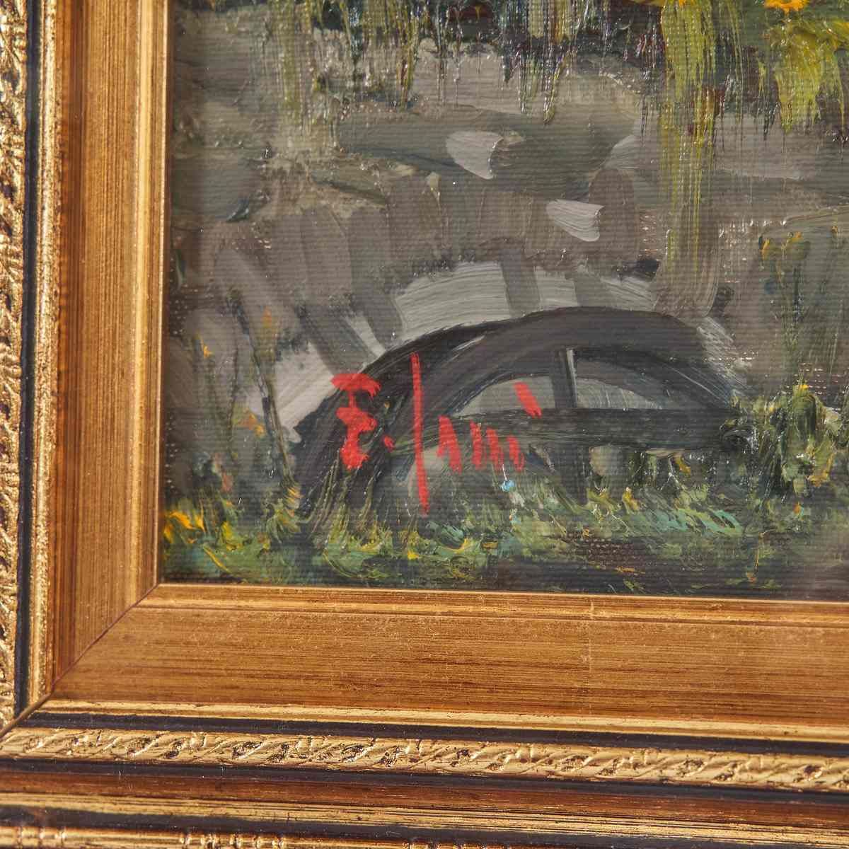 Oil On Canvas Cano Fascinating Landscape By E. Cano, 1970s photo for sale