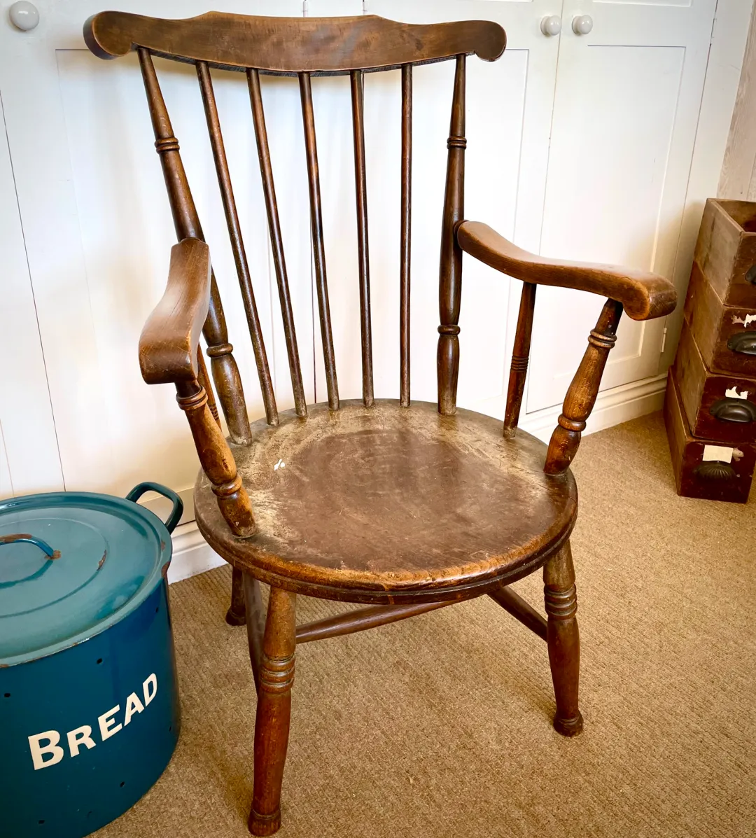 Antique Spindle Back 'Penny' Seat Elm Chair photo Furniture