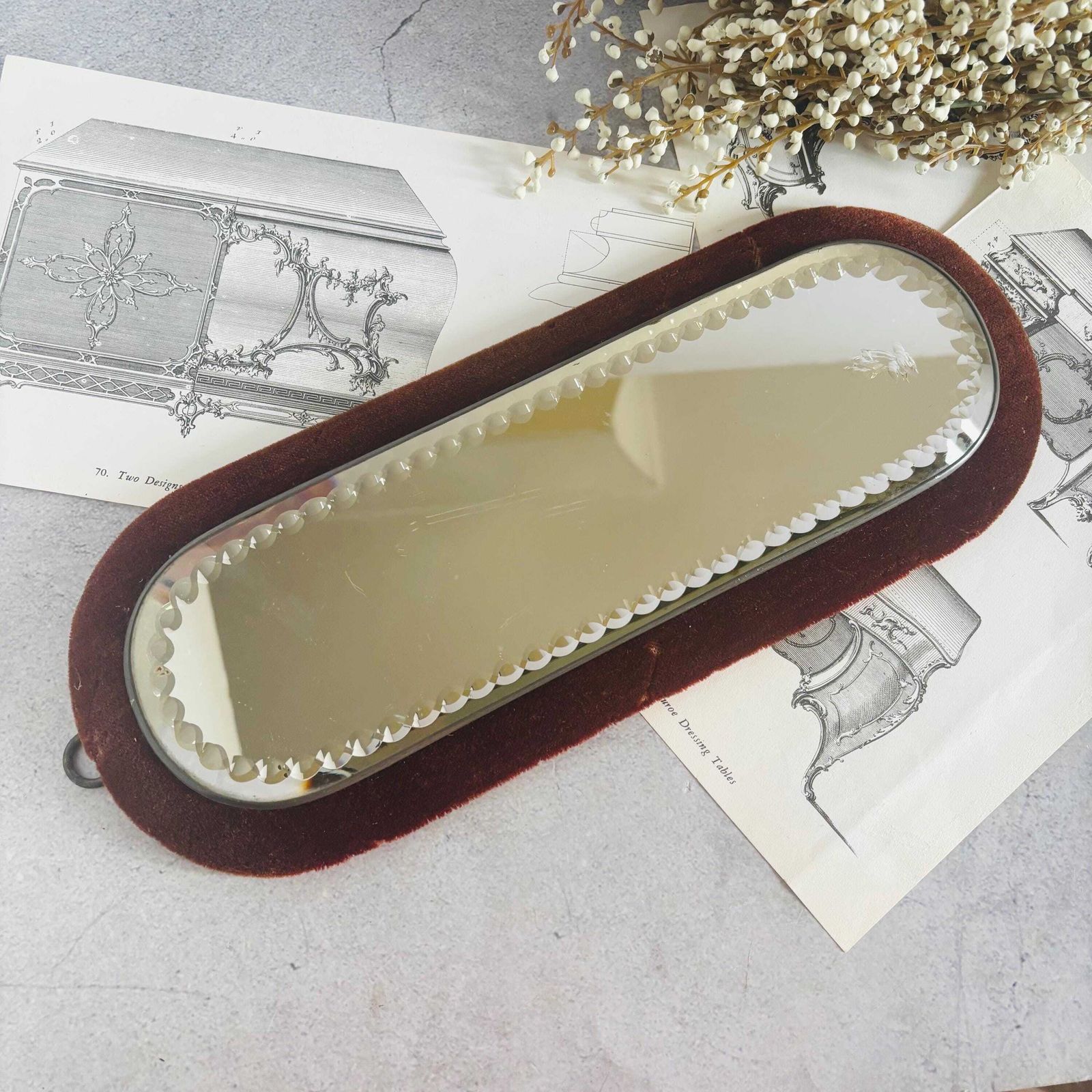 Victorian Sorcerers Mirror Velvet Trimmed | Display Mirror, Witches Plateau