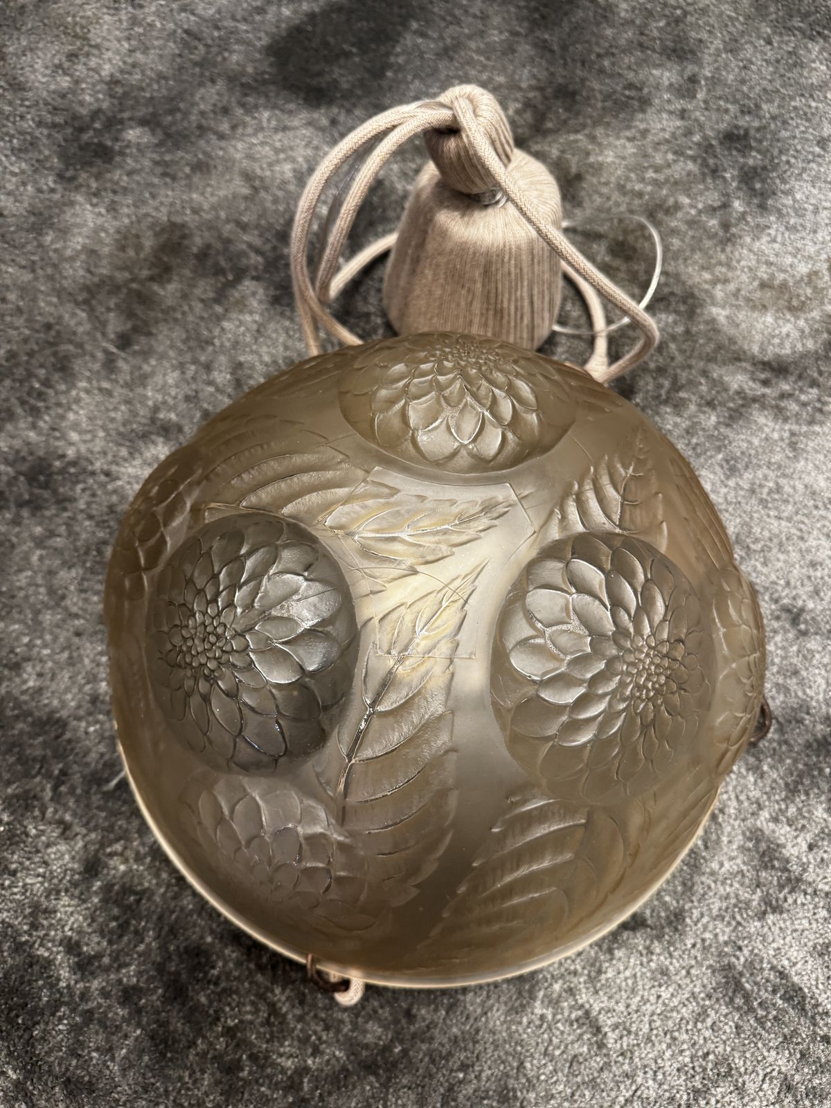 A R.Lalique Dahlias  Glass Chandelier