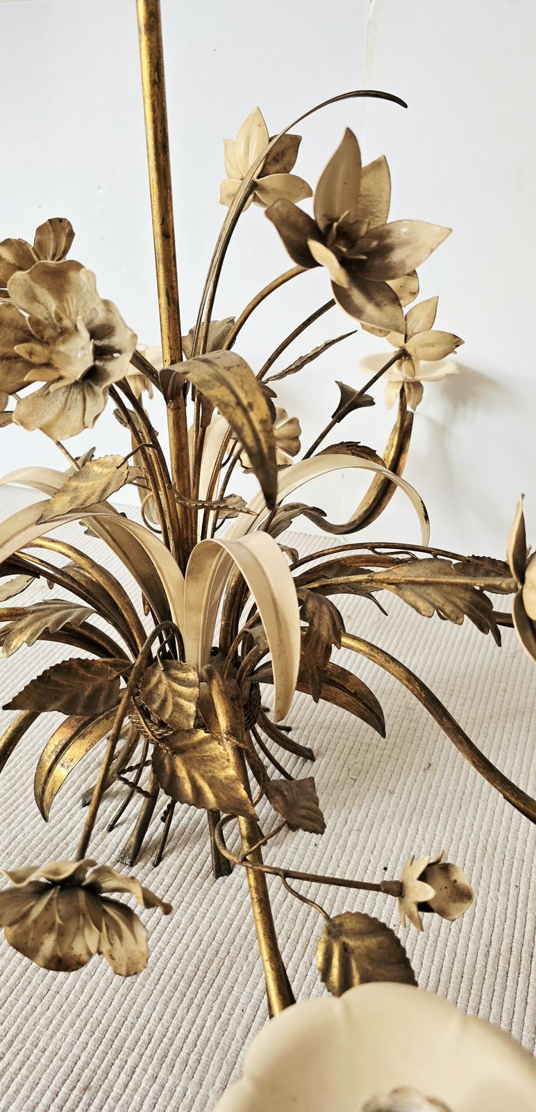 A Huge Mid Century Italian 8 Arm Toleware Chandelier, Masca. photo for sale
