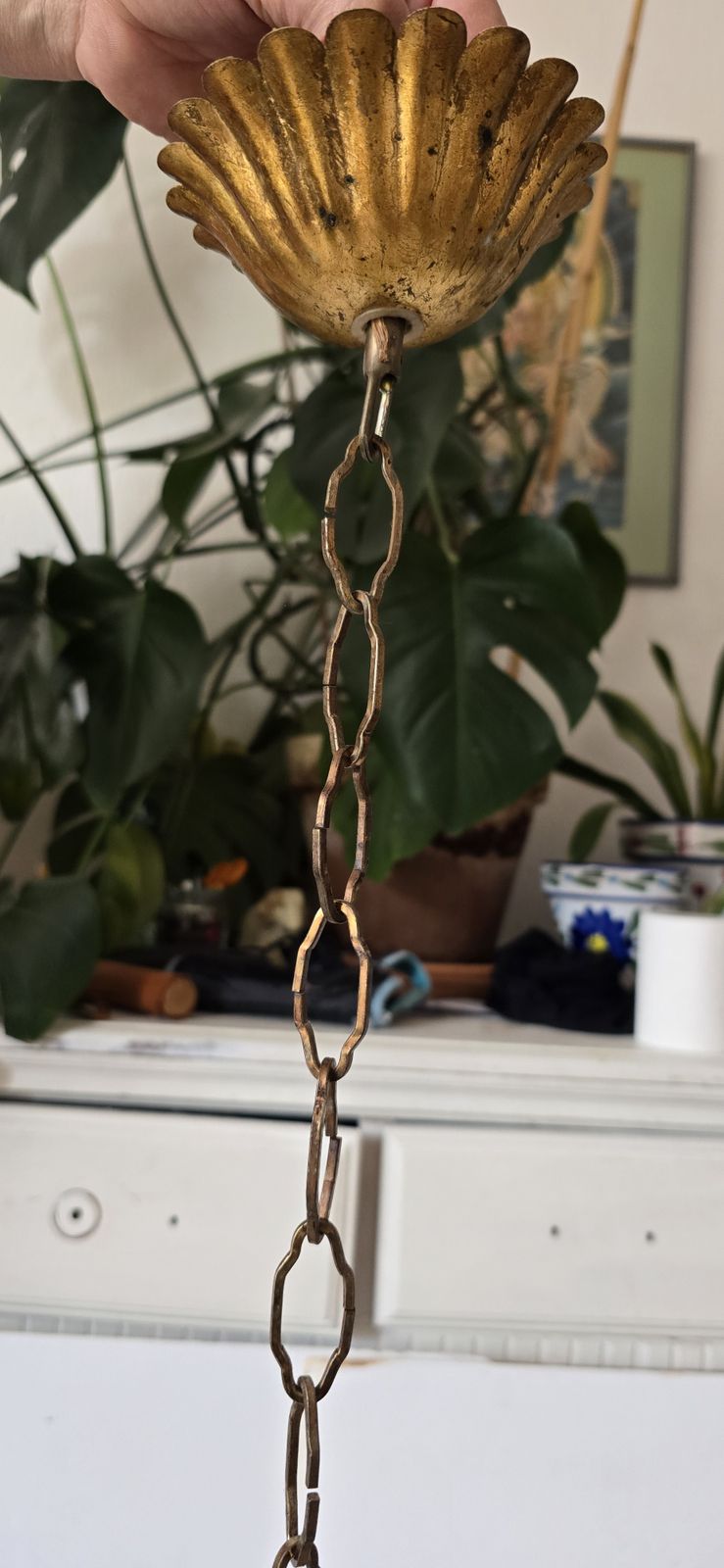 A Huge Mid Century Italian 8 Arm Toleware Chandelier, Masca. photo buy