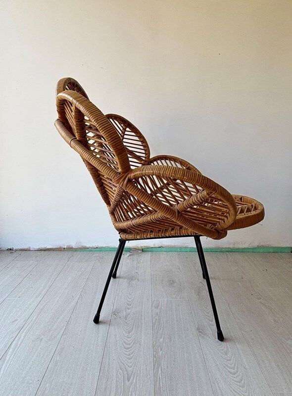 Vintage French Rattan Flower Petal Chair 1950's photo Furniture