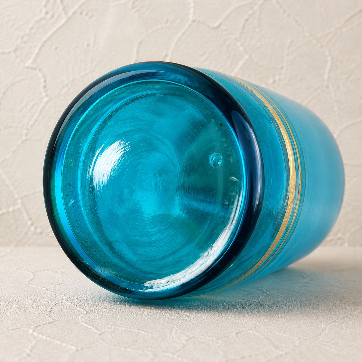 Art Deco Blue Glass Vase With Gilt Decoration, C.1930s photo vintage