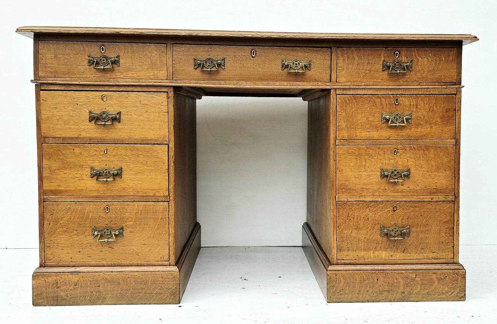 Superb 19th Century Golden Oak Pedestal Desk. photo furniture