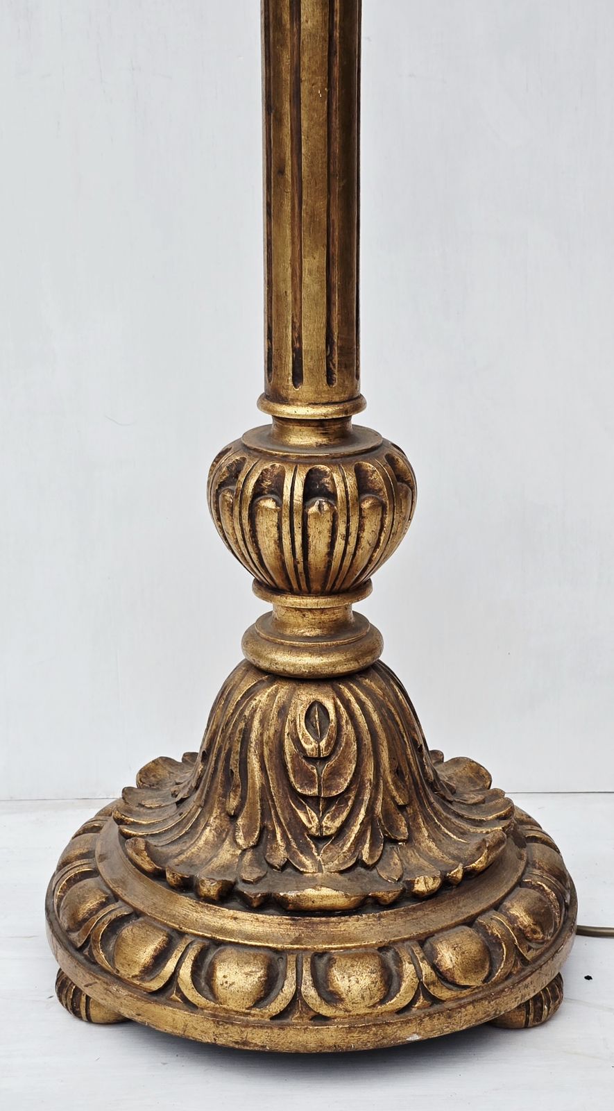 A 1920s Art Nouveau Carved Giltwood Standard Lamp. photo vintage