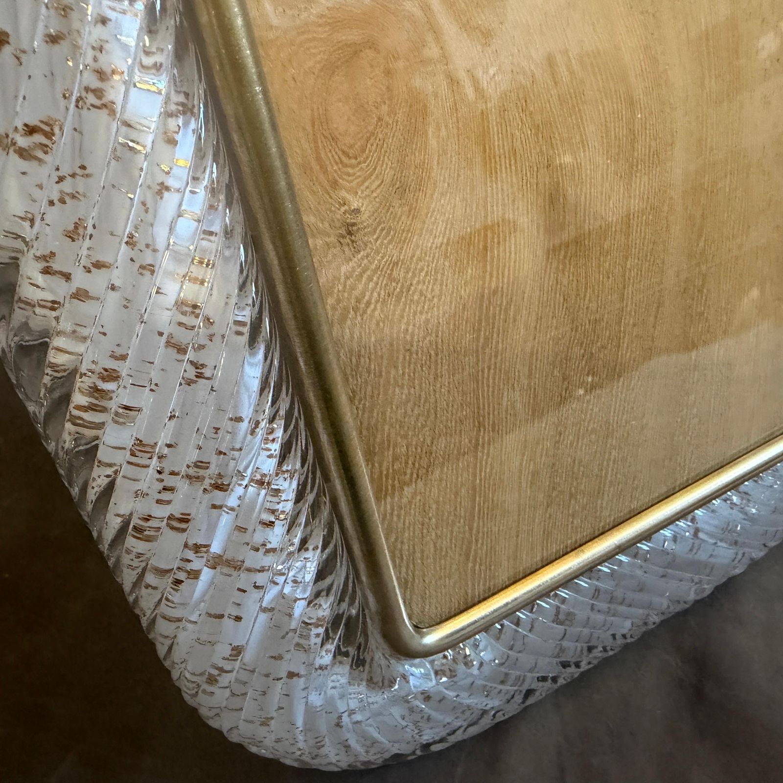 photo for sale 1990s Barovier Style Art Deco White And Gold Murano Glass Picture Frame