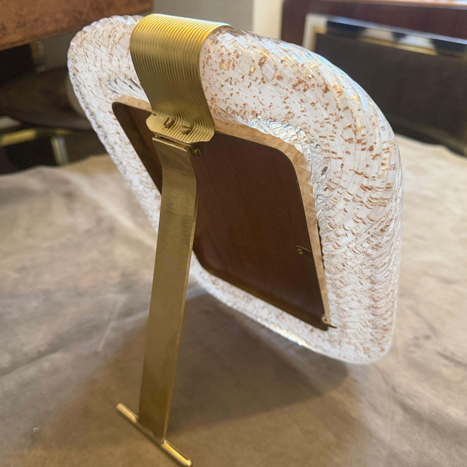 1440.0 1990s Barovier Style Art Deco White And Gold Murano Glass Picture Frame photo