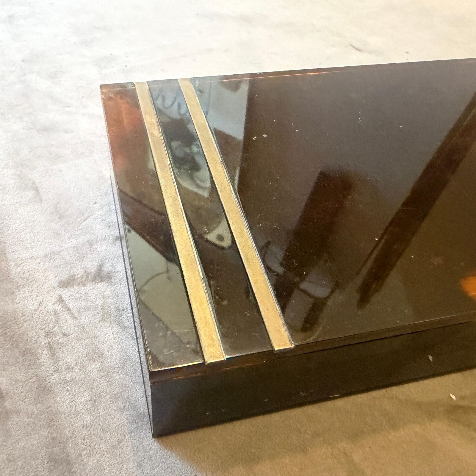1970s Mid Century Modern Faux Tortoiseshell Lucite Luxury Box Dior Home Style photo vinterior