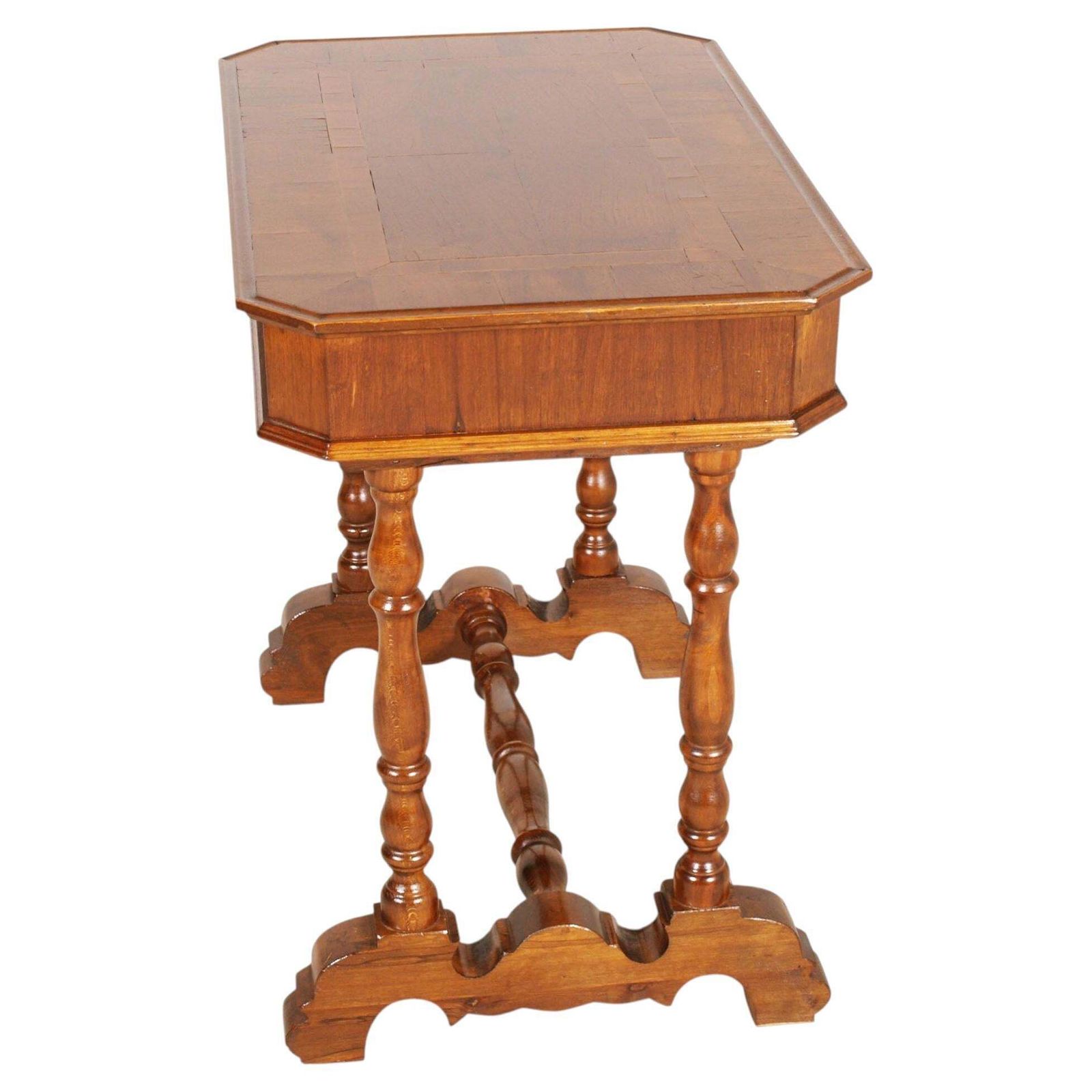 19th Century Italian Walnut Writing Table With Inlay, Single Drawer, Asolo Provenance photo for sale