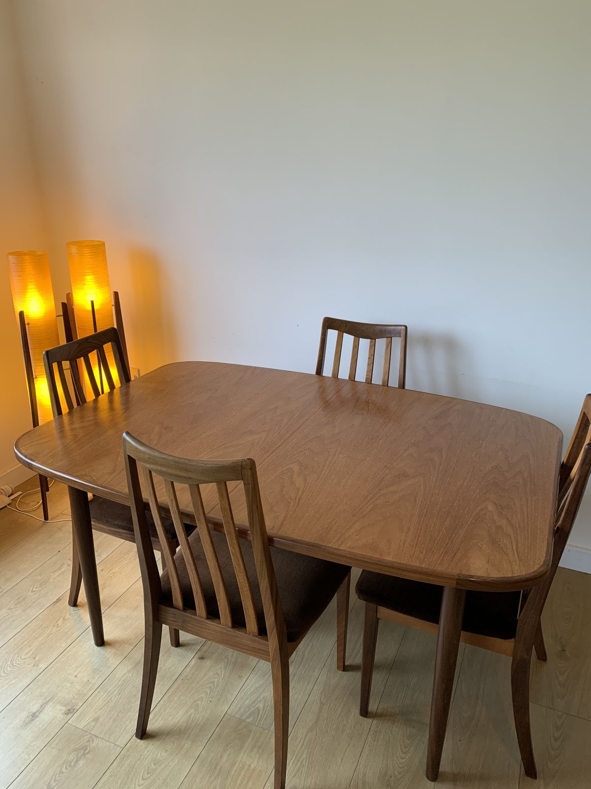 Restored G Plan Fresco Extending Table & 6 G Plan Lesley Dandy Designed Dining Chairs photo furniture