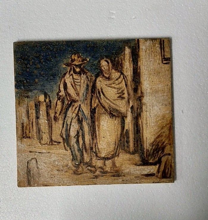Stoneware Formella Characters Painted Enamel Unique Work R.Pucci photo furniture