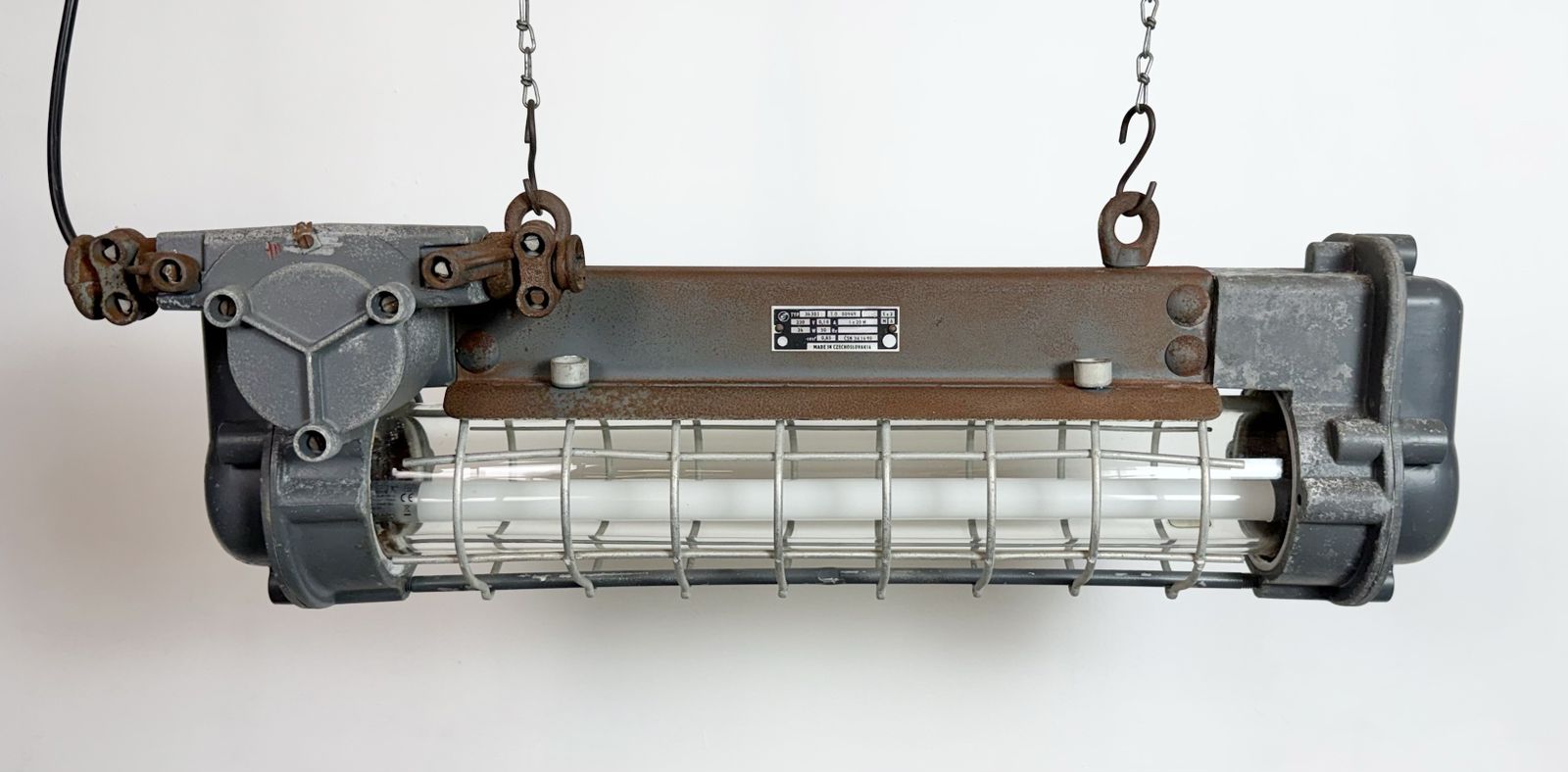 Grey Industrial Hanging Tube Light From Elektrosvit, 1970s photo for sale