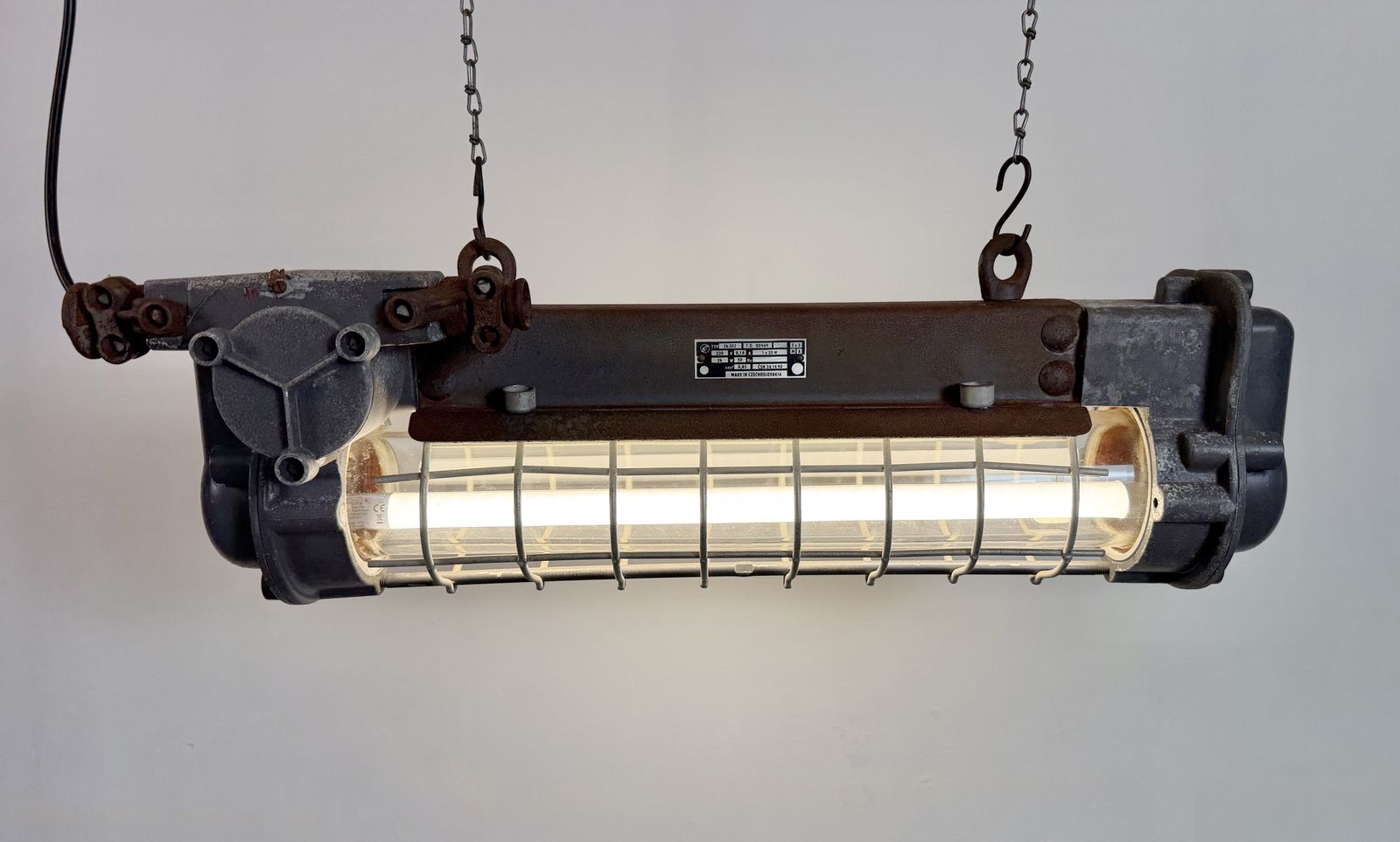 photo vinterior Grey Industrial Hanging Tube Light From Elektrosvit, 1970s
