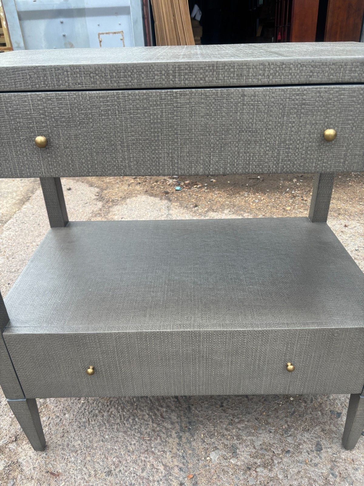 Made Goods Faux Raffia Seal Finish Nightstand Ex Display photo for sale