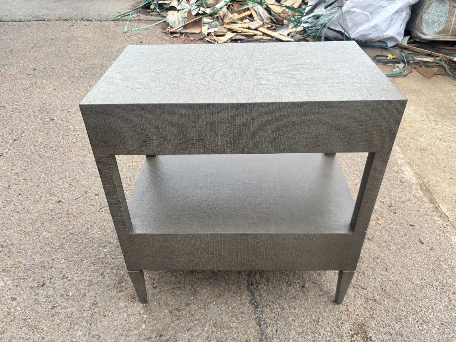 Made Goods Faux Raffia Seal Finish Nightstand Ex Display photo vinterior