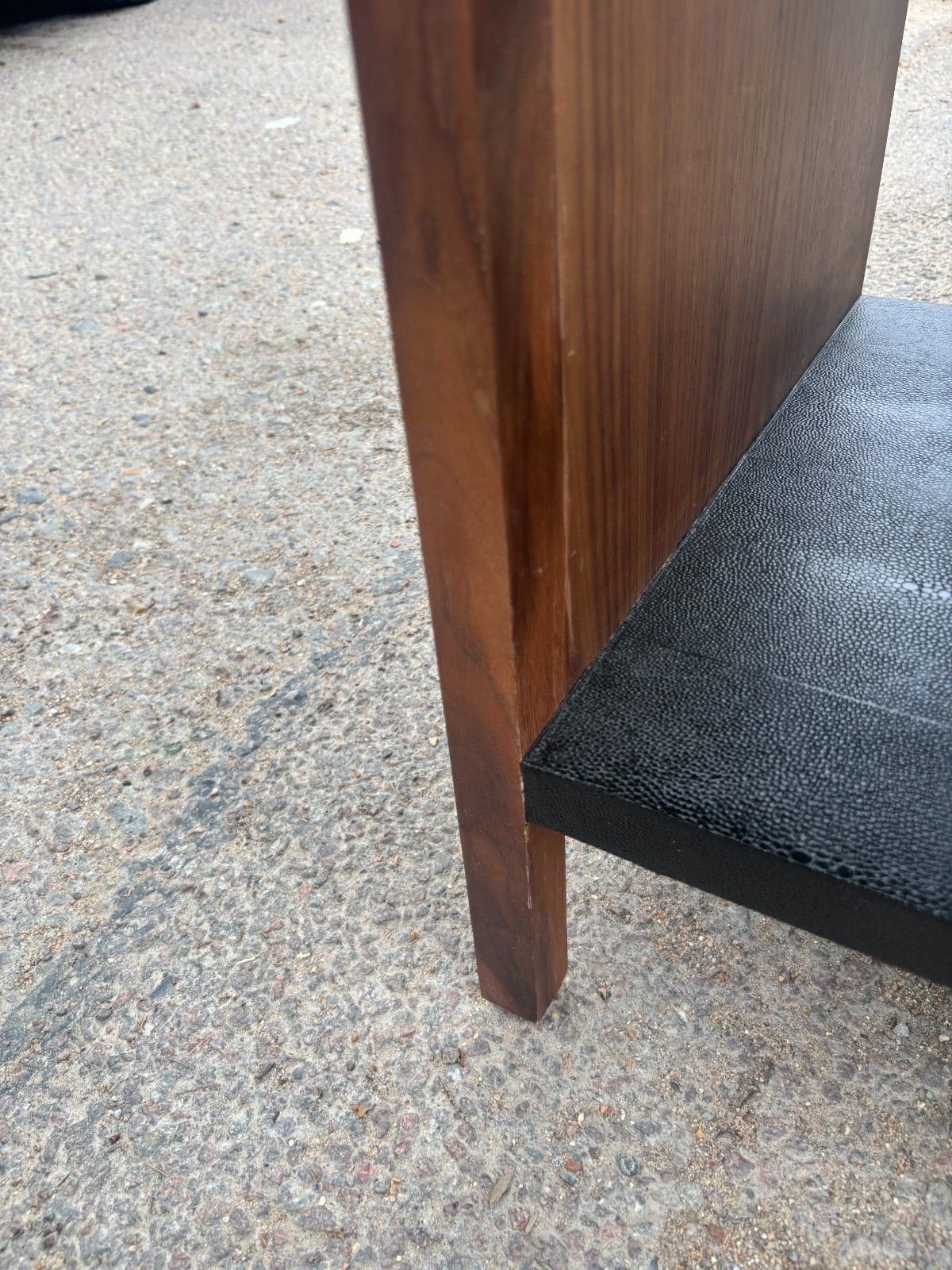 photo for sale Made Goods Kennedy Single Nightstand Black Faux Shagreen & Walnut Veneer