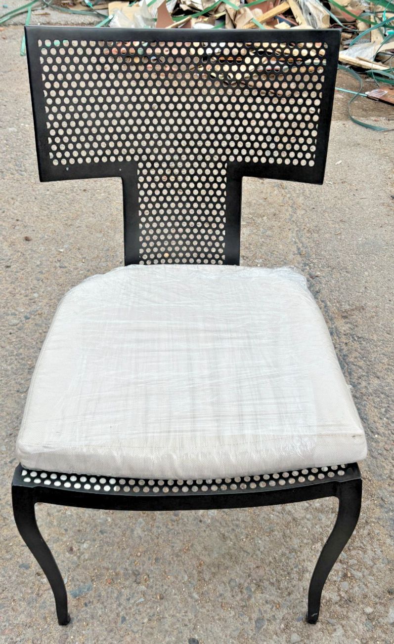Made Goods Hadley Black Mesh Metal & Alsek White Cushion Dining Chair Ex Display