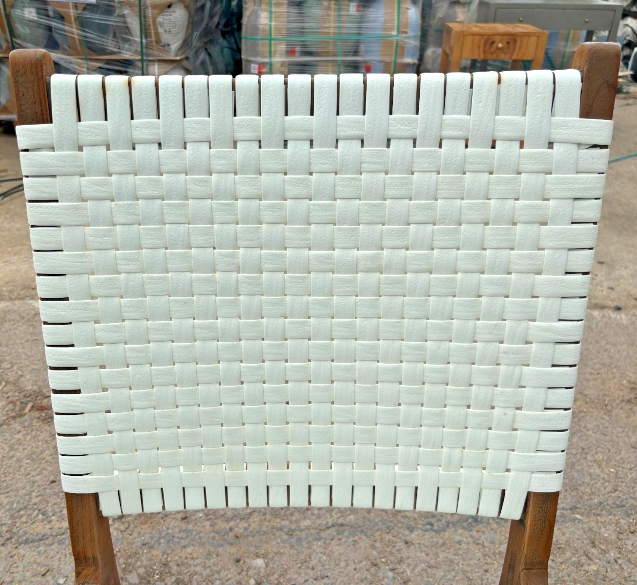 Made Goods Rawley Faux Flat White Rattan/ Teak Side Chair Ex Display photo furniture