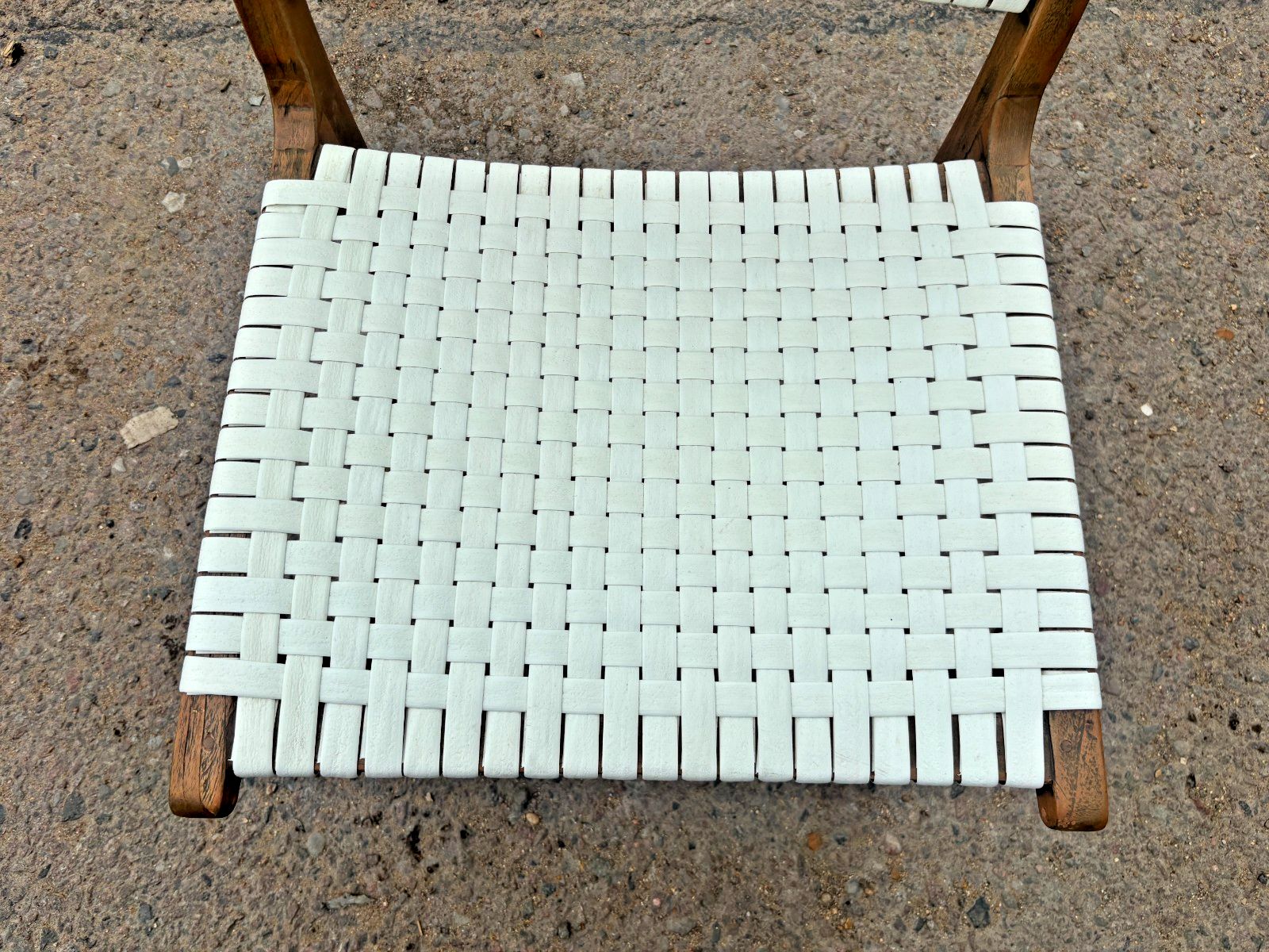 Made Goods Rawley Faux Flat White Rattan/ Teak Side Chair Ex Display photo for sale